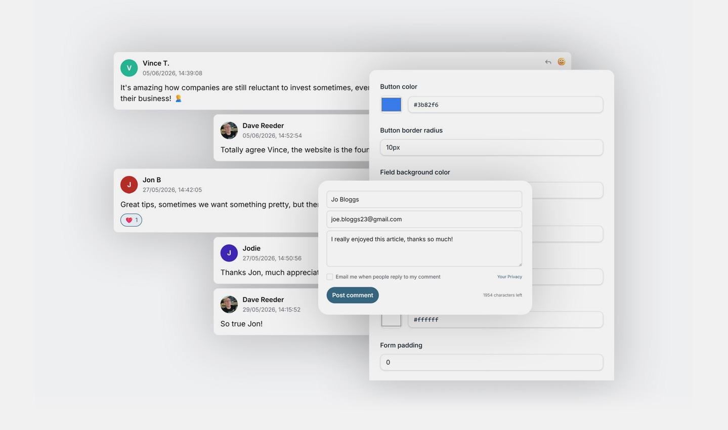 Free Comments widget embedded under a blog post